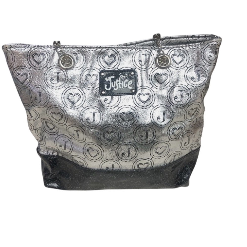 NWOT Justice Silver & Black Girls Women’s Shoulder/ Handbag Purse
